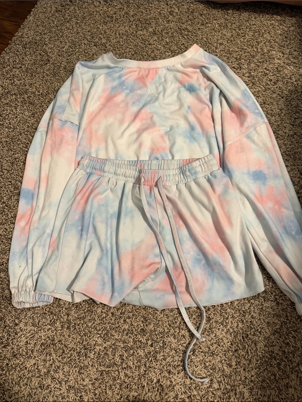 Tie-Dye Pastel Lounge Set - Pink & Sky Blue
